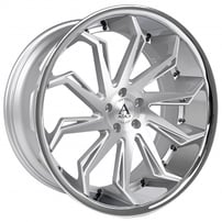 22" Azad Wheels AZ1101 Semi Brushed with Chrome SS Lip Rims