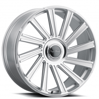 22" Staggered Blaque Diamond Wheels BD-40 Silver Machined Floating Cap Rims