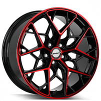 18" Shift Wheels Piston Gloss Black with Candy Red Machined Rims