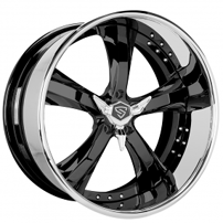 24" Snyper Forged Wheels Mach-5 Black with Chrome Lip Rims