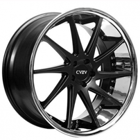 22" Azad Wheels AZ23 Semi Matte Black with Chrome Lip Rims 