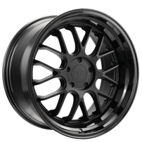 19" Staggered F1R Wheels F21 Satin Black with Gloss Black Lip Rims