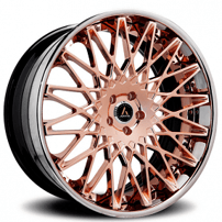 22" Artis Forged Wheels Monza Brushed Rose Gold Face with Chrome Lip Rims