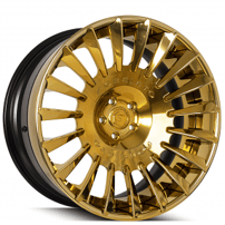 21" Staggered Forgiato Wheels Calibro-ECL Gold with Black Inner Forged Rims