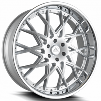 24" Azad Wheels AZ822 Silver Brushed with Chrome Lip Rims