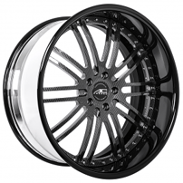 22" AC Forged Wheels ACF707 Carbon Fiber Finish with Black Lip Three Piece Rims 