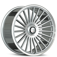 22" Koko Kuture Wheels Parlato Gloss Silver with Polished Lip Flow Formed Spindle Cap Rims