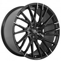 20" Staggered Lexani Wheels Velar Gloss Black Machined Tips Rims 