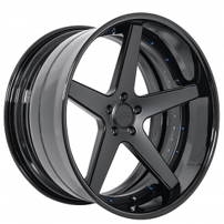 19" AC Forged Wheels ACF705 Matte Black Face with Gloss Black Lip Three Piece Rims
