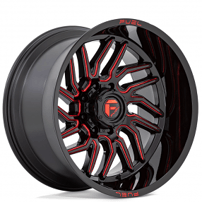 24" Fuel Wheels D808 Hurricane Gloss Black with Red Milled Off-Road Rims