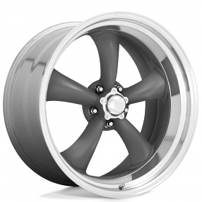 16" Staggered American Racing Wheels Vintage VN215 Classic Torq Thrust II Mag Gray with Machined Lip Rims