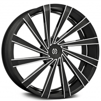 22x8.5" Massiv Wheels 921 Vertagio Black with Machined Face and Undercut Pinstripe Rims