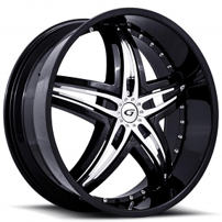 20" Staggered Diablo-Gianna Wheels Blitz Black with Chrome Inserts Rims