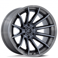20" Fuel Wheels FC403BT Burn Gloss Black with Brushed Dark Tinted Clear Face and Lip Off-Road Fusion Forged Rims