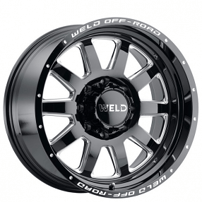 20" Weld Off-Road Wheels Stealth W102 Gloss Black Milled Rotary Forged Crossover Rims