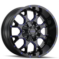 20" Mayhem Wheels 8015 Warrior Black with Prism Blue Off-Road Rims 