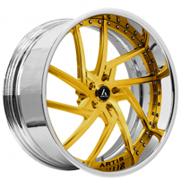 20" Staggered Artis Forged Wheels Fairfax Brushed Gold Face with Chrome Lip Rims