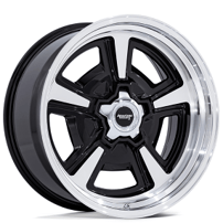 22" Staggered American Racing Wheels Vintage VN517 Marauder Gloss Black Machined with Diamond Cut Lip Rims