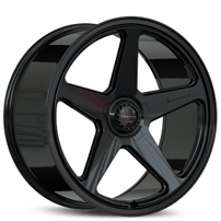 22" Staggered Giovanna Wheels Cinque Gloss Black Flow Formed Spindle Cap Rims