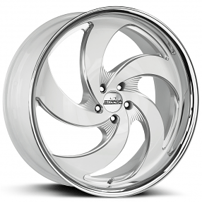 22" Strada Wheels Retro 5 Gloss White Milled with SS Lip Rims