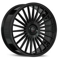 24" Koko Kuture Wheels Parlato Gloss Black Flow Formed Spindle Cap Rims