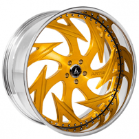 24" Artis Forged Wheels Atomic Brushed Gold Face with Chrome Lip Rims