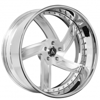 21" Staggered Artis Forged Wheels Vestavia Brushed Silver Face with Chrome Lip Rims