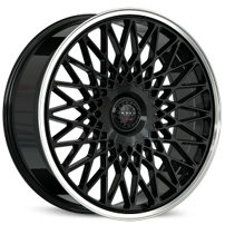 24" Koko Kuture Wheels Classica Gloss Black with Polished Lip Flow Formed Spindle Cap Rims