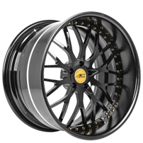 19" AC Forged Wheels ACF701 Matte Black with Gold Rivet Three Piece Rims