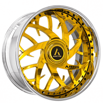 22" Artis Forged Wheels Harlem Gold over Chrome Face with Chrome  Lip XL Floating Cap Rims