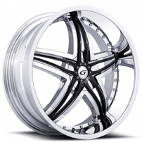 22x8.5" Diablo-Gianna Wheels Blitz Chrome with Black Inserts Rims