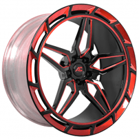 22x9/10.5" AC Forged ACM4 Gloss Black with Red Accents Aero Disc Lip Monoblock Forged Wheels (5x114/112/120, +28/38mm)