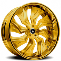 28" Artis Forged Wheels Buckeye Brushed Gold Face with Gold over Chrome Lip Rims