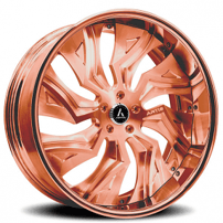 28" Artis Forged Wheels Buckeye Brushed Rose Gold Face with Rose Gold over Chrome Lip Rims