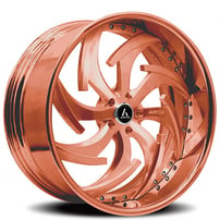 24" Artis Forged Wheels Dagger Brushed Rose Gold Face with Rose Gold over Chrome Lip Rims