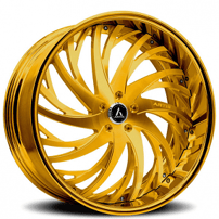 19/20" Staggered Artis Forged Wheels Decatur Brushed Gold Face with Gold over Chrome Lip Rims