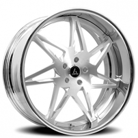 21" Staggered Artis Forged Wheels Nirvana Brushed Silver Face with Chrome Lip Rims