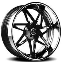 28" Artis Forged Wheels Nirvana Black Face with Chrome Lip Rims