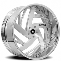 28" Artis Forged Wheels Southside Brushed Silver Face with Chrome Lip Rims