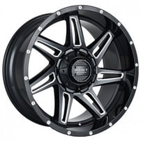 24" Impact Off-Road Wheels 820 Gloss Black with Milled Windows Rims