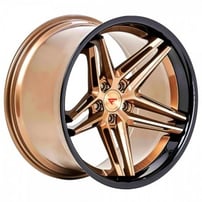 22" Staggered Ferrada Wheels CM1 Custom Brushed Cobre with Gloss Black Lip Rims