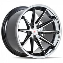 19" Staggered Ferrada Wheels CM2 Machined Black with Chrome Lip Rims