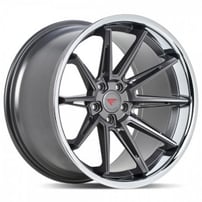 22" Staggered Ferrada Wheels CM2 Matte Graphite with Chrome Lip Rims