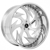 19" Artis Forged Wheels Atomic Brushed Silver Face with Chrome Lip Rims