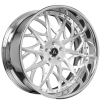 22" Staggered Artis Forged Wheels Bristol Brushed Silver Face with Chrome Lip Rims