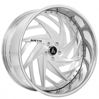 21" Staggered Artis Forged Wheels Bronx Brushed Silver Face with Chrome Lip Rims