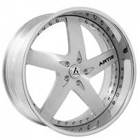 22" Staggered Artis Forged Wheels Bullet Brushed Silver Face with Chrome Lip Rims