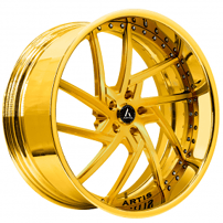 24" Artis Forged Wheels Fairfax Brushed Gold Face with Gold over Chrome Lip Rims