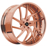 22" Staggered Artis Forged Wheels Fairfax Brushed Rose Gold Face with Rose Gold over Chrome Lip Rims