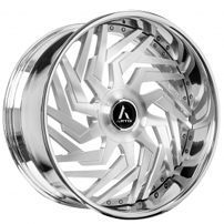 28" Artis Forged Wheels Jasper Brushed Silver with Chrome Lip XL Floating Cap Rims